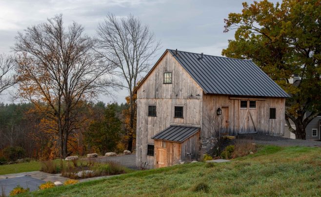 Picturesque Vermont barn on an autumn day.