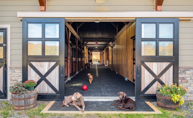 Aisle of a Post and beam barn.