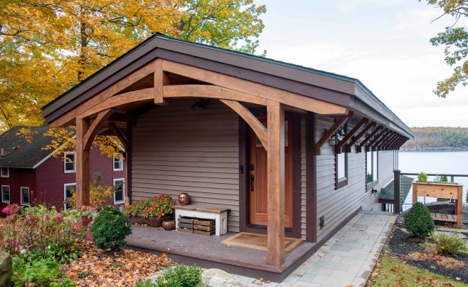 Vermont Lake House Timber Entry and Timber Brackets