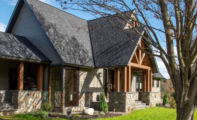Post and Beam Entry to a Timber Framed Home