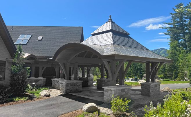 Timber frame porte cochere