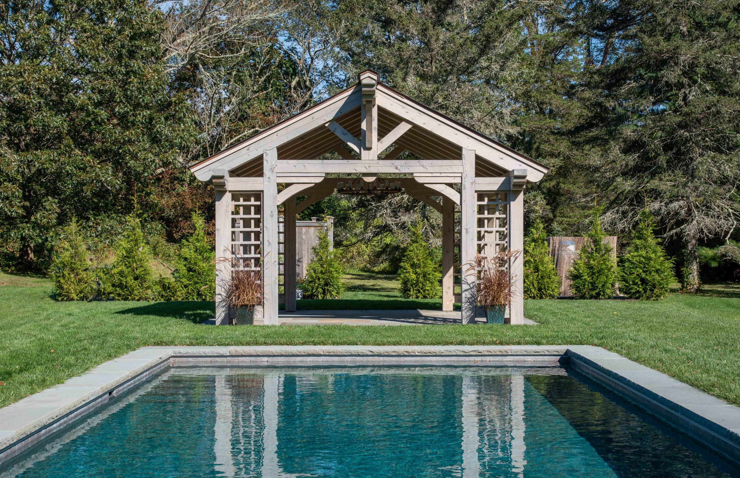 Pool Pavilion with Exposed Wood Timbers | CT Pool Pavilion