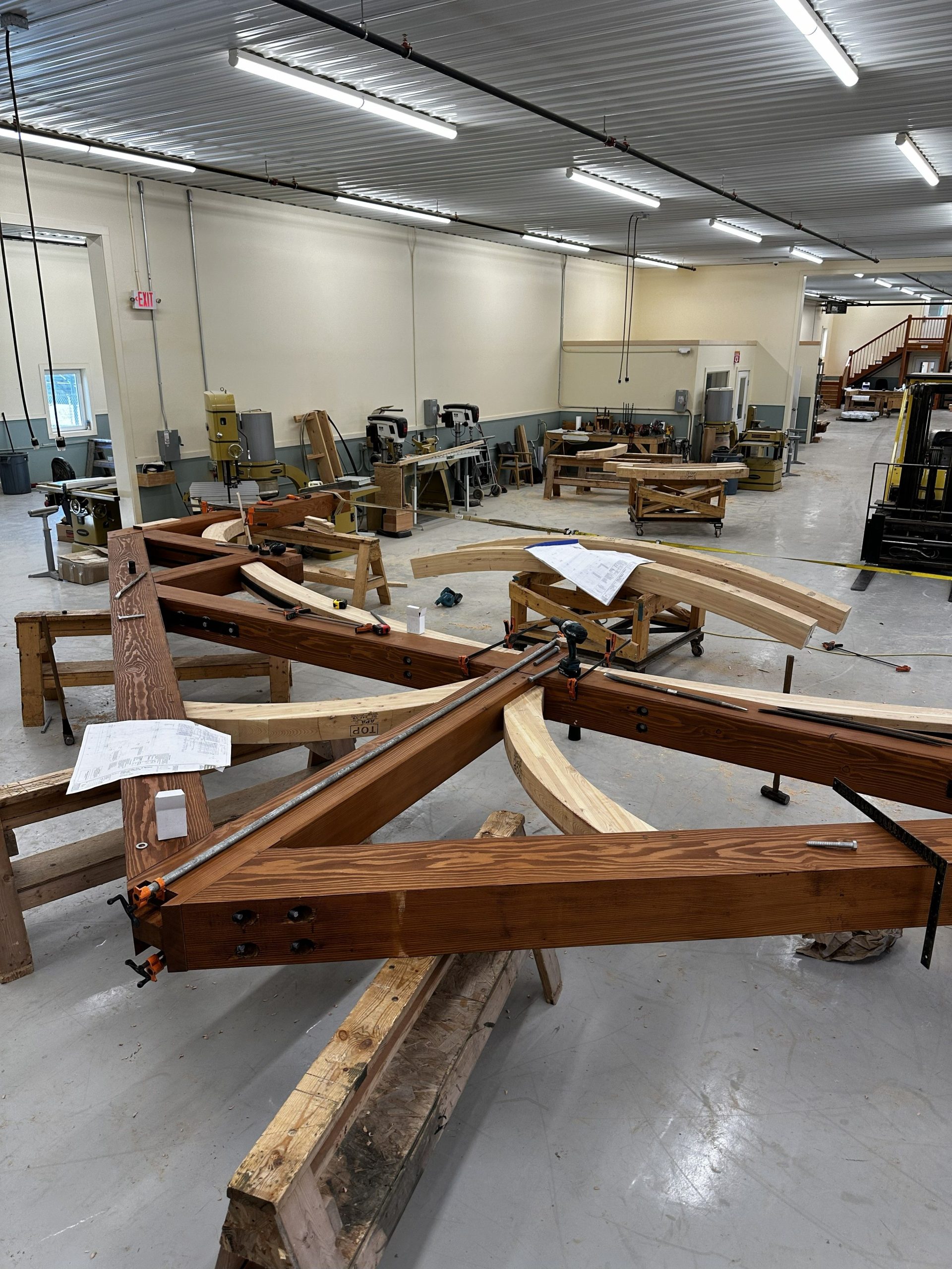 Arched Timber Church Truss - Shop Assembly