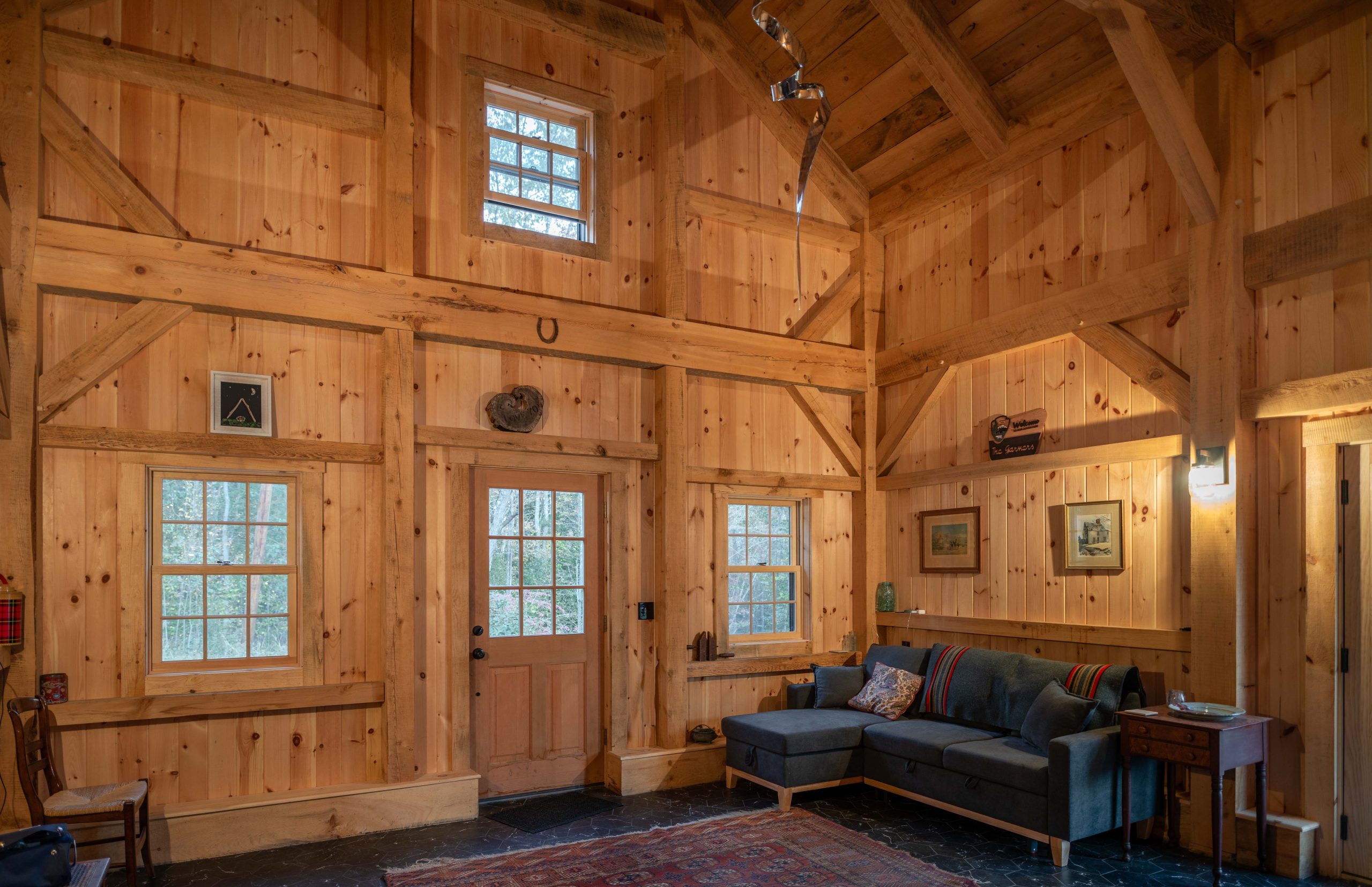 Open Living Room in the timber framed cottage.