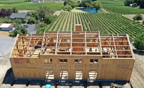 Hand hewn oak timber frame barn - no roof panels yet