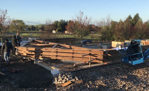 Oak king post truss for a Napa California Barn