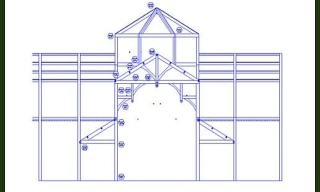 Sample shop drawing of a timber frame church.