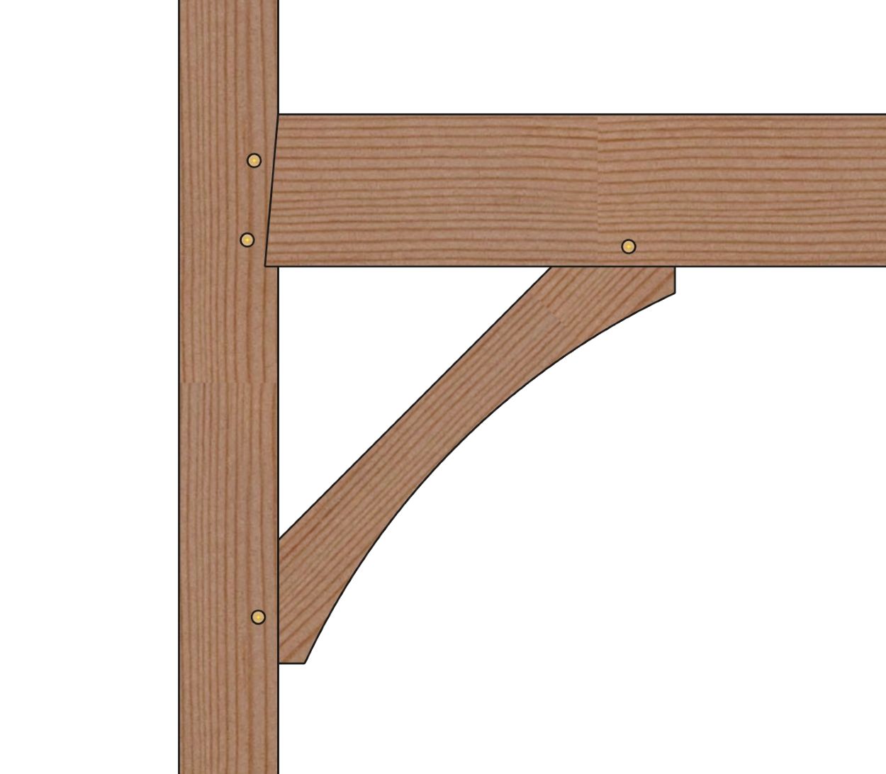 Curved Step Knee Brace in a Timber Frame