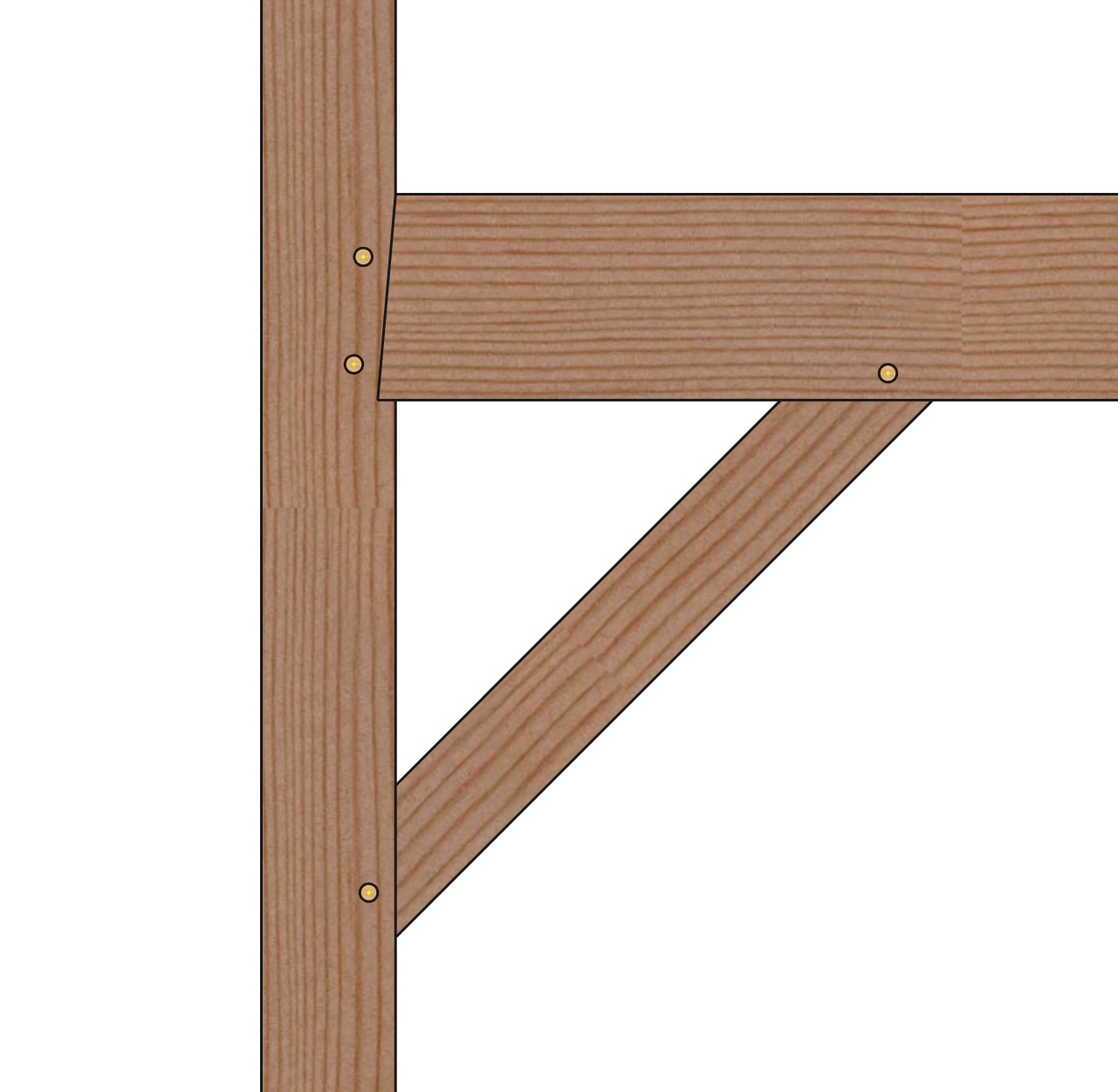 Straight Knee Brace in a timber frame
