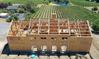 Hand Hewn Oak Barn under construction in Napa, CA